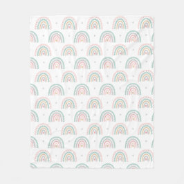 Manta Polar Patrón arcoiris pastel con corazón