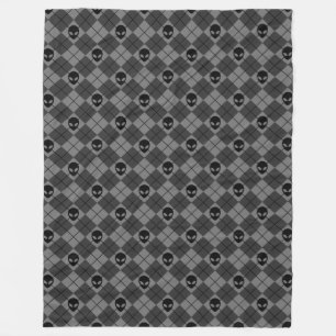 Manta Polar Patrón Argyle de Alien Negro y Gris