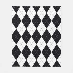 Manta Polar Patrón argyle sin fisuras en blanco y negro. Geome
