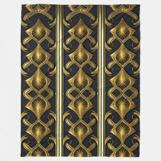 Manta Polar Patrón Art Deco elegante en negro y oro