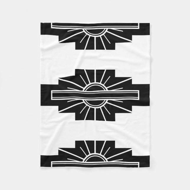 Manta Polar Patrón Art Deco en negro (Anverso)