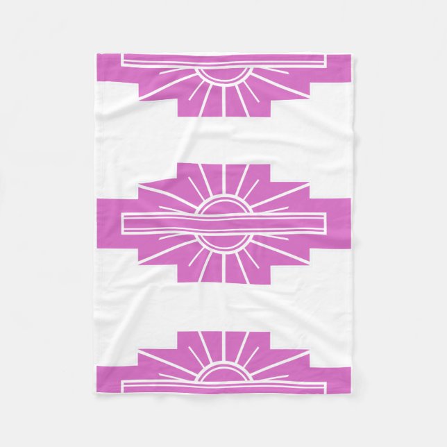 Manta Polar Patrón Art Deco en rosa (Anverso)