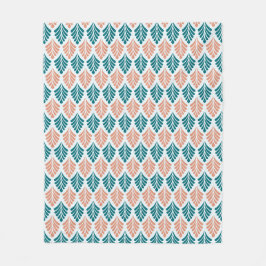 Manta Polar Patrón Art Nouveau Petal de la hoja azul Naranja