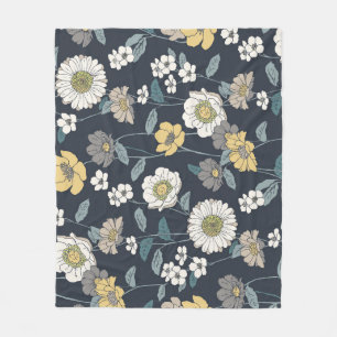 Manta Polar Patrón artístico floral, sin fisuras.