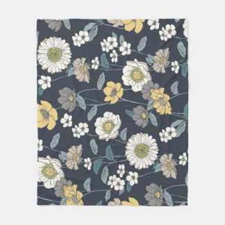 Manta Polar Patrón artístico floral, sin fisuras.