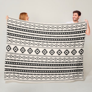 Manta Polar Patrón Aztec Black on Cream Mixed Motifs (H)