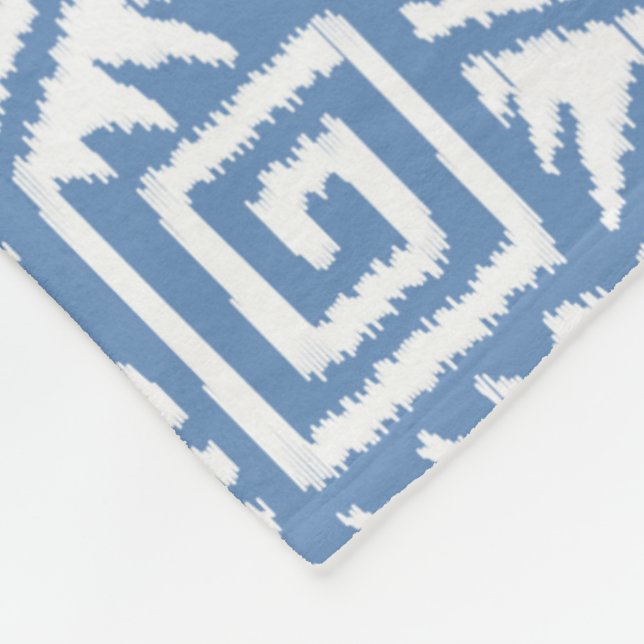 Manta Polar Patrón Azteca Ikat - Azul cielo y blanco (Esquina)