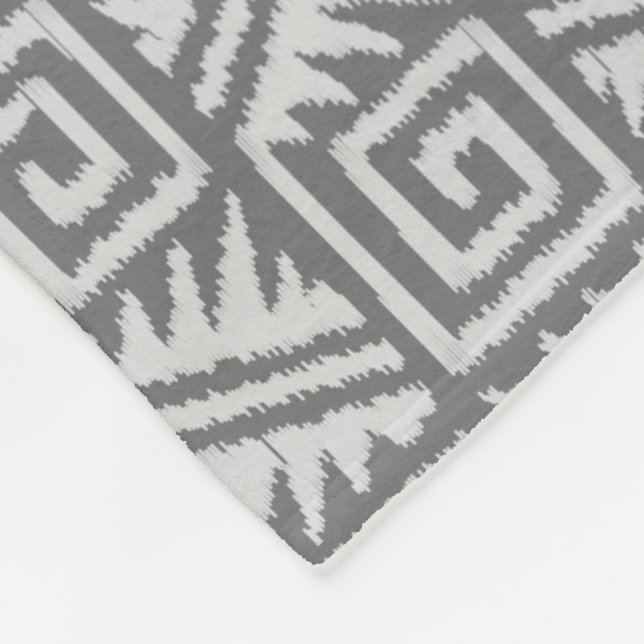 Manta Polar Patrón Azteca Ikat - Tonos grises / grises (Esquina)