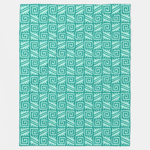 Manta Polar Patrón Azteca Ikat - Turquesa y Aqua