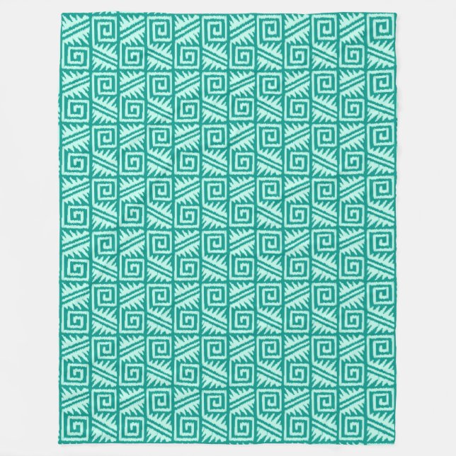 Manta Polar Patrón Azteca Ikat - Turquesa y Aqua (Anverso)