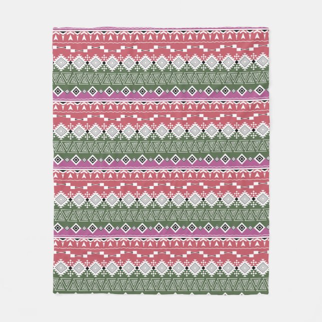 Manta Polar Patrón azteca, rayas. (Anverso)