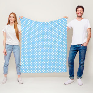 Manta Polar patrón azul con puntos de polka blanco