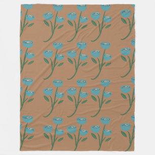 Manta Polar Patrón azul de marrón floral