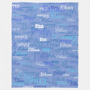 Manta Polar Patrón azul de nombres . Bluish personalizado