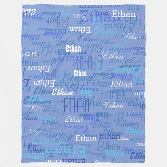 Manta Polar Patrón azul de nombres . Bluish personalizado (Anverso)