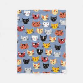 Manta Polar Patrón azul de varios gatos gitanos divertidos