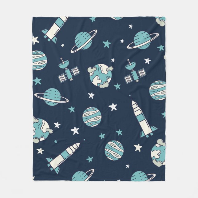 Manta Polar Patrón azul del astronauta espacial infantil (Anverso)