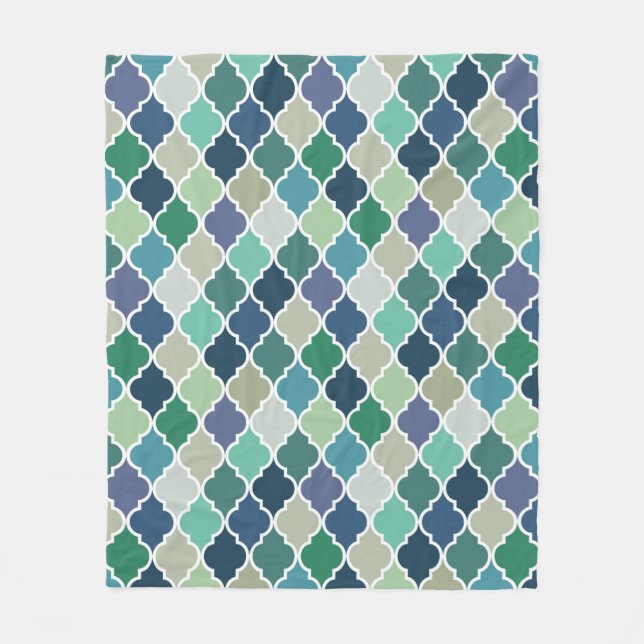 Manta Polar Patrón azul, verde y turquesa de quatrefol (Anverso)