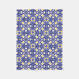 Manta Polar Patrón azul y amarillo de mosaicos mediterráneos