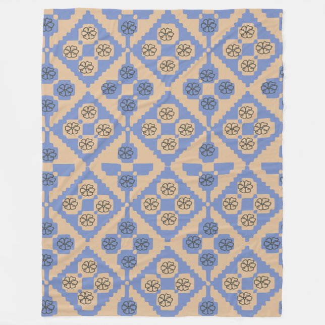 Manta Polar Patrón azul y crema (Anverso)