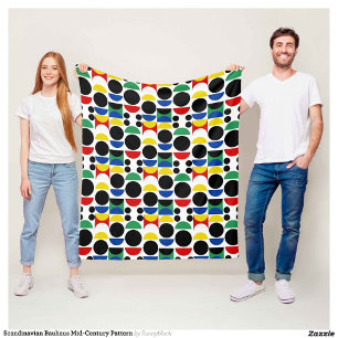 Manta Polar Patrón Bauhaus escandinavo de mediados del siglo