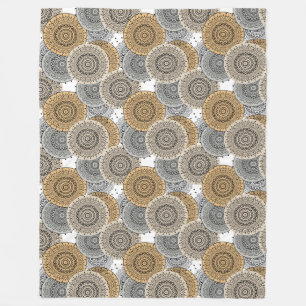 Manta Polar Patrón beige gris mandala árabe estilo oriental
