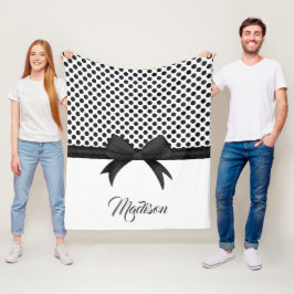 Manta Polar Patrón Black Bow and Dots