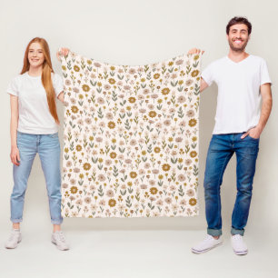 Manta Polar Patrón Boho de Prado de Flores Silvestres