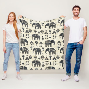 Manta Polar Patrón boho elefante tribal (1)