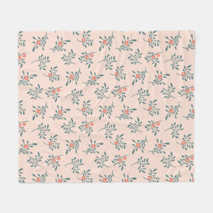 Manta Polar Patrón Botánico Floral Teñido de Azul Turquesa
