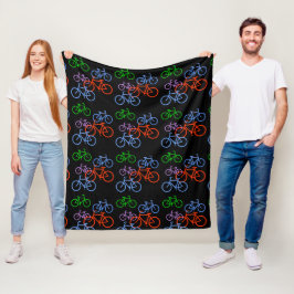Manta Polar Patrón brillante de bicicletas en negro