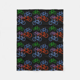 Manta Polar Patrón brillante de bicicletas en negro