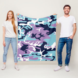 Manta Polar Patrón Camo - Blanco azul de la Marina Púrpura