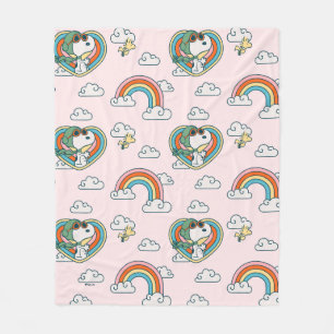 Manta Polar Patrón cardíaco arcoiris Snoopy & Woodstock