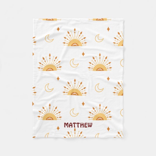 Manta Polar Patrón Celestial Amarillo Cuto Boho Sin Marea (Anverso)