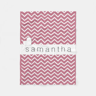 Manta Polar Patrón Chevron rosado y corazón para su A03E
