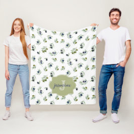 Manta Polar Patrón Chic de Acuarela con Monograma de Nombre en