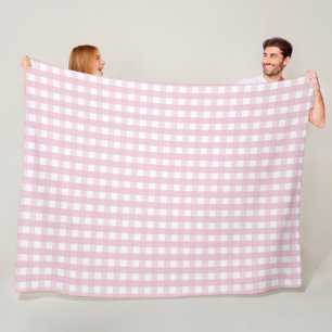 Manta Polar Patrón Clásico de Cuadros de Rosa y Blanco Gingham