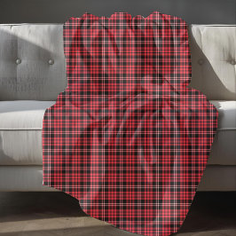 Manta Polar Patrón Clásico de Cuadros Rojo y Negro