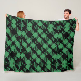 Manta Polar Patrón Clásico de Cuadros Verdes Navideños