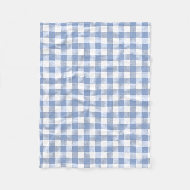 Manta Polar Patrón clásico de gingham azul claro con estampado (Anverso)