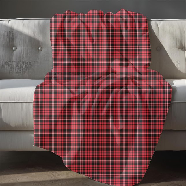 Manta Polar Patrón clásico de trenzado rojo y negro (Classic Red And Black Plaid Pattern Fleece Blanket)