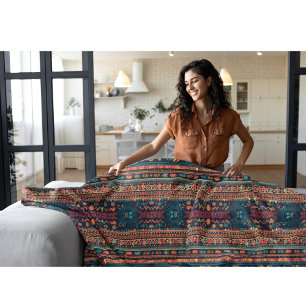 Manta Polar Patrón colorido de estilo mexicano