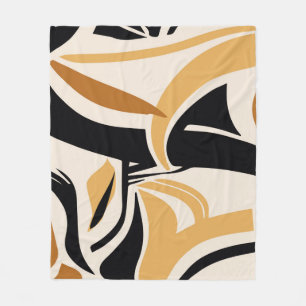 Manta Polar Patrón colorido de ondas abstractas en beige. Vint