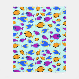 Manta Polar Patrón Colorido de Peces Tropicales en Mar Azul