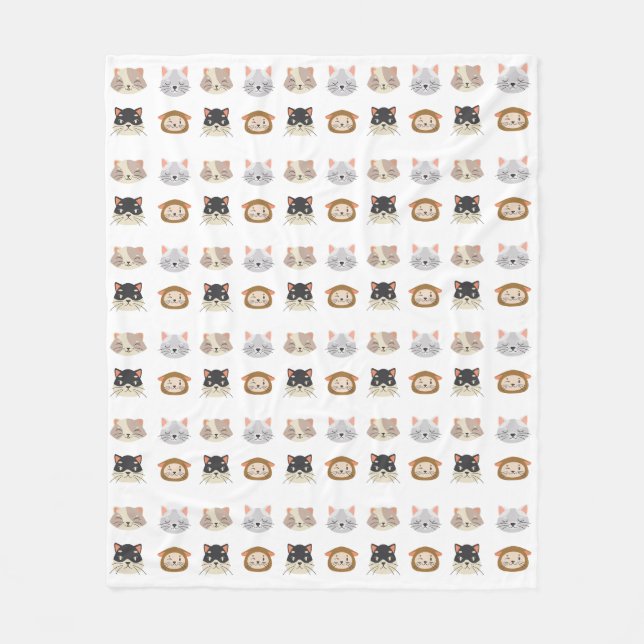 Manta Polar Patrón con cabezas de gato cortas (Anverso)