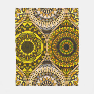 Manta Polar Patrón con mandalas. Elementos decorativos de époc