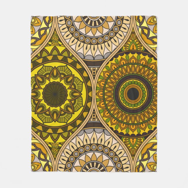 Manta Polar Patrón con mandalas. Elementos decorativos de époc (Anverso)