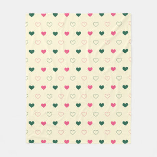 Manta Polar Patrón continuo - Corazones rosas y verdes sobre c