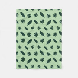 Manta Polar Patrón continuo de hojas de Monstera y palmeras tr